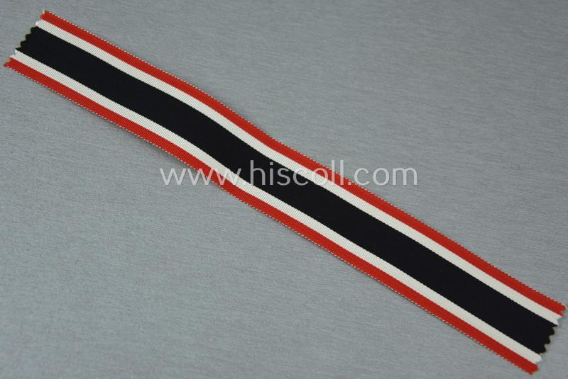 Neat spare-part: a non-confectioned- (ie. full length- ie. 24 cms. sized-) ribbon (ie. 'Bandabschitt') as was intended for the: 'Kriegsverdienstkreuz II. Kl.' and that comes in an overall very nice- (ie. 'virtually mint ie. unissued'-), conditi...