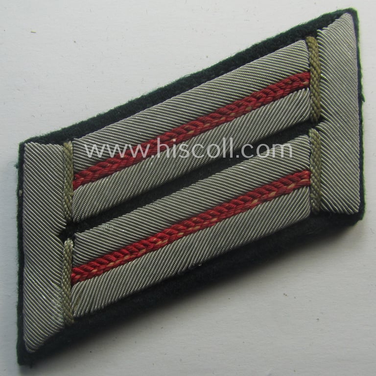 Truly used- and/or tunic-removed pair of WH (Heeres) officers-collar-patches (ie. 'Kragenspiegel') for an: 'Offiz. der Panzer o. Pz-Jäger-Trpn.'