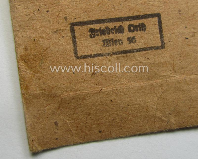 WH (Heeres ie. Waffen-SS) 'Krim'-campaign-shield (by the maker: 'Friedrich Orth') that comes stored in its period (and rarely seen!) 'Zellstoff'-based pouch and that comes in a probably issued- (albeit still 'virtually mint'-), condition