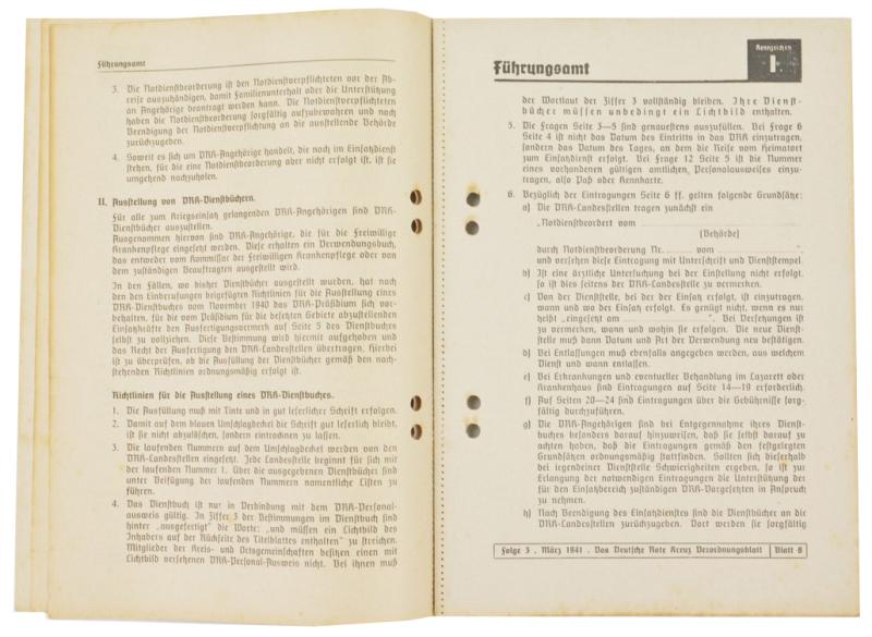 German DRK Regulation Sheet 1941