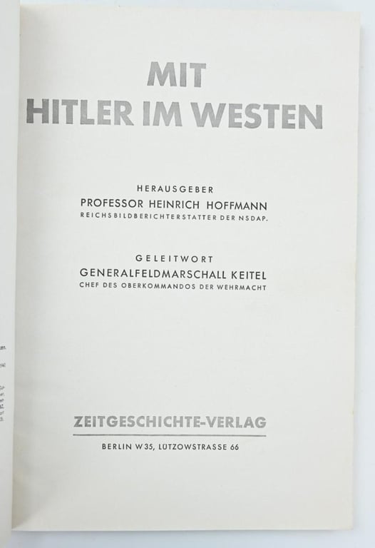 German Book Adolf Hitler 'Mit Hitler im Westen'