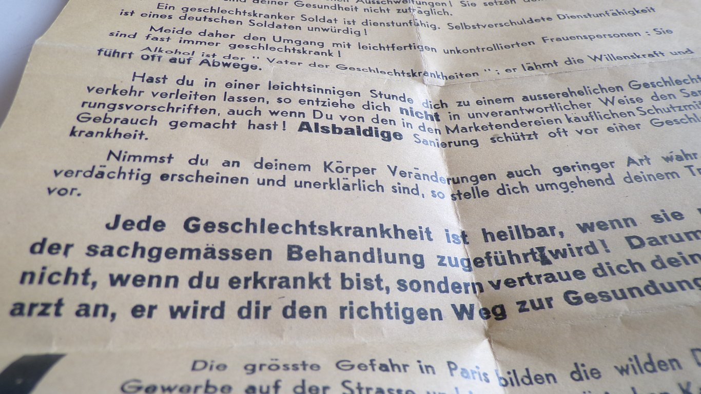 Wehrmacht Anti-VD Warning Pamphlet PARIS
