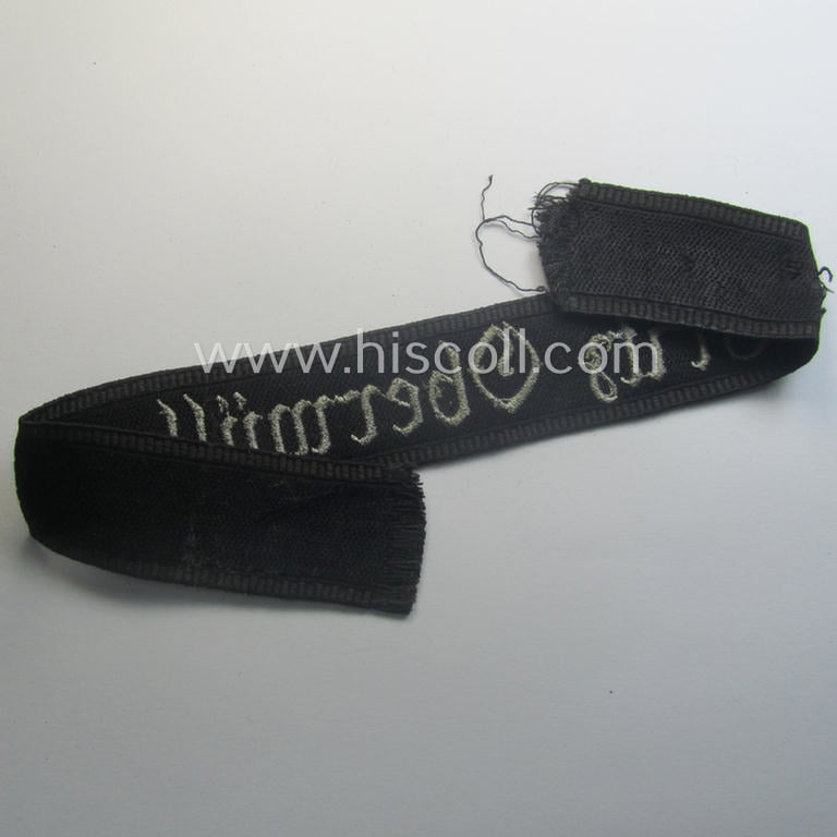 SA- (ie. 'Sturmabteilungen') honorary-cuff-title (ie. 'Ärmelstreifen') entitled: 'Fritz Obermüller' (as was intended for SA-members serving within the: 'SA-Standarte 6 / SA-Gruppe Alpenland')