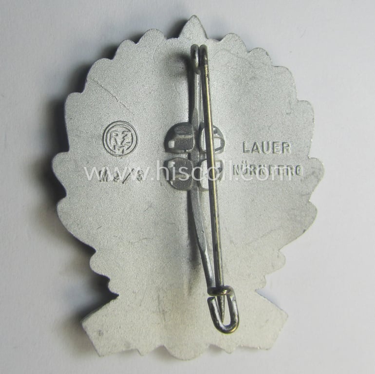 SA- (ie. 'Sturmabteilungen'-) related 'tinnie', being a maker- (ie. 'RzM M9/3' and/or: 'Lauer - Nürnberg'-) marked example depicting an SA-sports'-badge and SA-logo surrounded by the text: 'SA-Gruppenwettkämpfe - Gruppe Hochland - 1938'