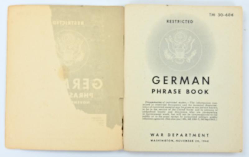 US WW2 Phrase Book German 1943