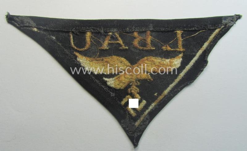 WH (Luftwaffe)-related- (EM- ie. NCO-pattern-) machine-embroidered breast-badge ie. eagle-device showing the text: 'L. Bau' as was (I deem) specifically intended for staff working within the WH 'Generalluftzeugmeister'- (ie. 'GL'-) organisation