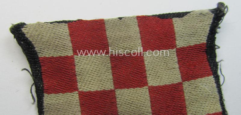 Truly used- and/or worn, multi-coloured- and/or 'BeVo'-woven armshield (ie. 'Ärmelschild') entitled: 'Hrvatska' as was intended for usage by a volunteer who served within the 'Deutsche Wehrmacht' ie. within the 'Kroatische Legion'
