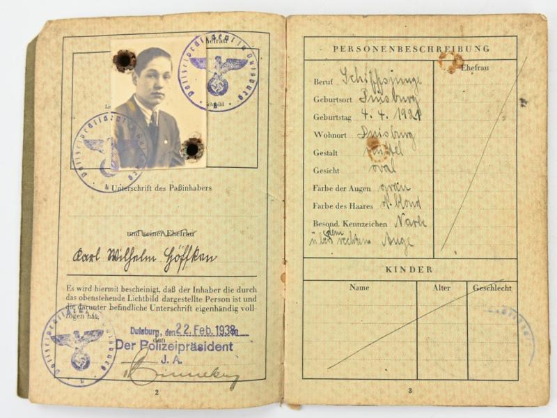 German Third Reich Travel Pass 'Rhein Schipper'