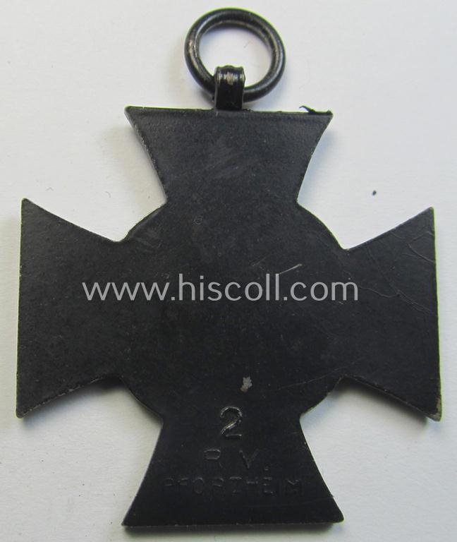 Attractive, WWI-period: 'Ehrenkreuz für Witwen und Waisen 1914-18' being a nicely preserved and maker- (ie. '2 - R.V. Pforzheim'-) marked example that came mounted onto its period (nicely folded) ribbon (ie. 'Bandabschnitt')