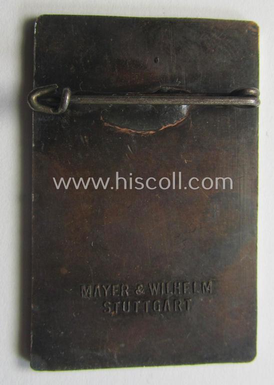 Reddish-bronze-toned- and/or 'Cupal'-based: 'Reichsnährstand'- (ie. 'RNSt.'-) related day-badge as was issued to commemorate the: '2. Wurttbg. Landesbauerntag - Stuttgart - 17.-18.-II-1937'