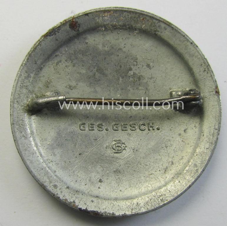 Attractive - and nicely preserved! - 'Feinzink'-based, DRK (ie. 'Deutsches Rotes Kreuz' or German Red Cross) nurses'-helpers-badge entitled: 'Schwesternhelferin' (being an example that shows a: 'Ges.Gesch.'- and/or: 'GB'-designation