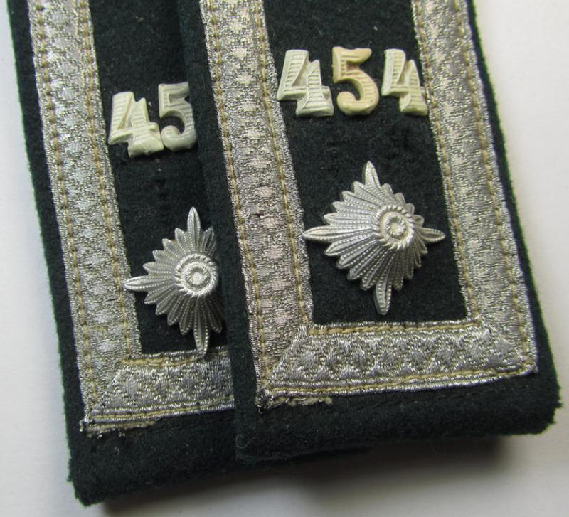 Fully matching pair of WH (Heeres), early- (ie. pre-) war-period, 'M36'-pattern (pointed-styled-) and generic-pattern, 'cyphered' NCO-type shoulderstraps as was intended for a: 'Feldwebel des Infanterie-Regiments 454'