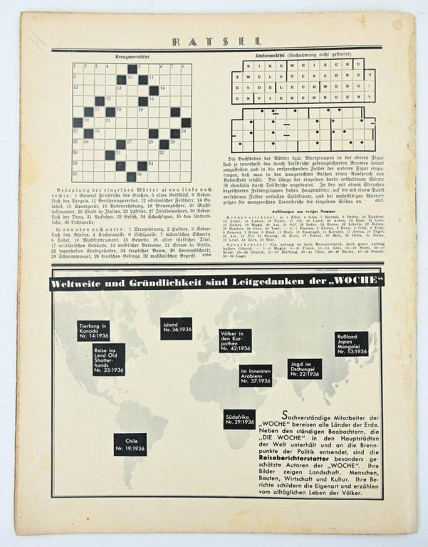 German Third Reich Magazine 'Die Woche' 1937