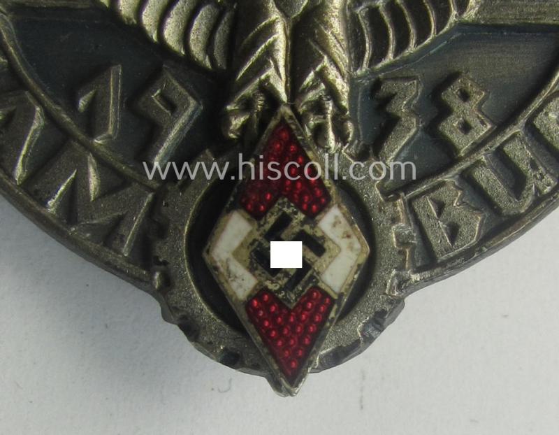 Rarely found, HJ- ie. BDM (ie. 'Hitlerjugend' or: 'Bund Deutscher Mädel') related day-badge: 'Reichskampf Hamburg 1938'