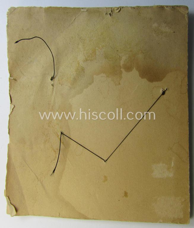 Unusual example of a neatly hand-embroidered WH (Kriegsmarine) trade- ie. special-career-patch (ie. 'Tätigkeitsabzeichen') as was intended for a: 'Flakgeschützführer (Truppenausbildg.)' (and that comes as period-attached on a carton 'card')