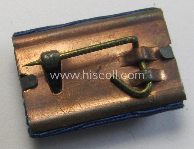 Single-pieced, WH (Heeres o. KM) related ribbon-bar (ie. 'Feld-/Bandspange') showing the ribbon for a: 'WH (Heeres) Dienst-Auszeichnung der 4. Stufe' (and having a neat, larger-sized(!)  bright-silver-toned, Heeres-eagle-device attached)