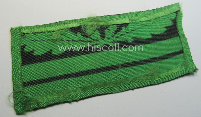 Attractive - clearly used albeit regrettably single! - officers'-pattern, WH (Heeres o. Waffen-SS) rank-insignia-bar (for usage on the camouflaged-uniforms) as used by an officer holding the rank of: 'Oberleutnant' (ie.: 'SS-Obersturmführer')