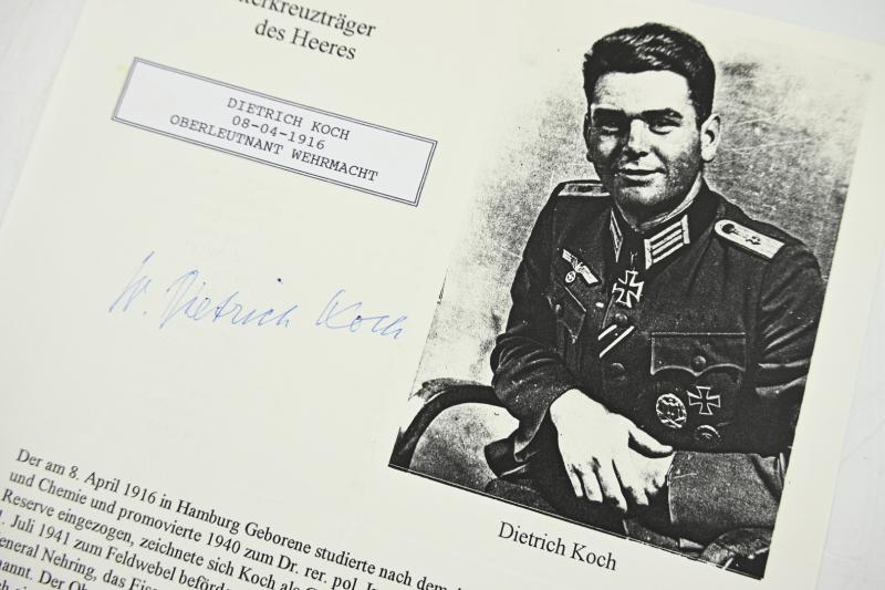 Signature of Wehrmacht Heer KC Recipient 'Dietrich Koch'