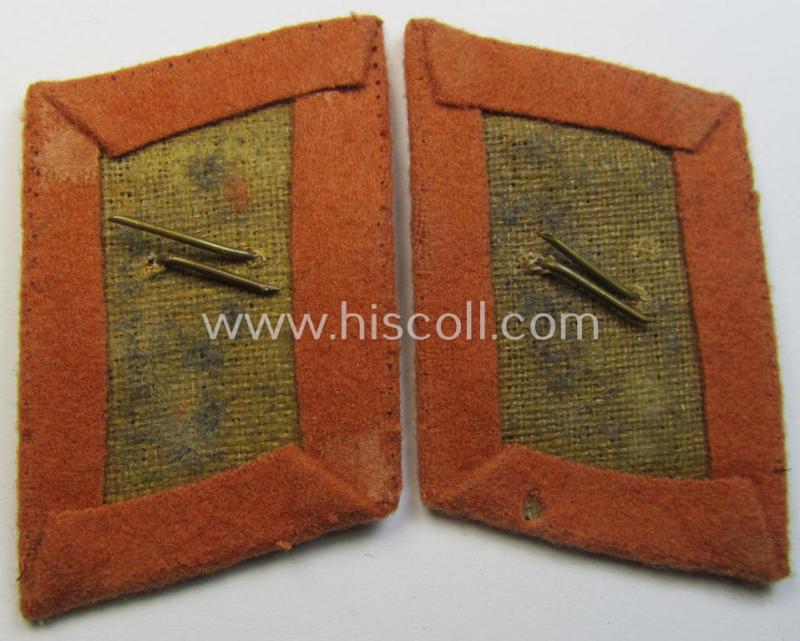 Fully matching pair of WH (Luftwaffe) rust-brown-coloured, EM- (ie. NCO-) type collar-patches (ie. 'Kragenspiegel') as was intended for usage by a member within a: 'LW-Nachrichten' (ie. signals-) regiment or unit