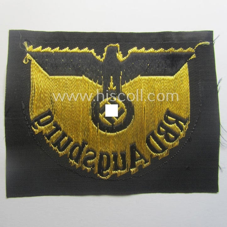 RB- ('Reichsbahn'-) related arm-eagle as executed in 'BeVo'-weave style as was intended for an official of the: 'Deutsche Reichsbahn' ie. the 'RBD Augsburg' (or: 'Reichsbahndirektion Augsburg')
