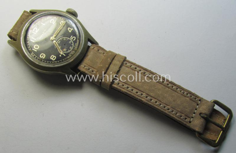 Regrettably incomplete, WH (Heeres, LW etc.) WWII-period wrist-watch (or: 'Dienstuhr') of the make: 'Moeris' having an engraved number: '2655962' on its back (and that comes in a non-functional ie. non-running condition)