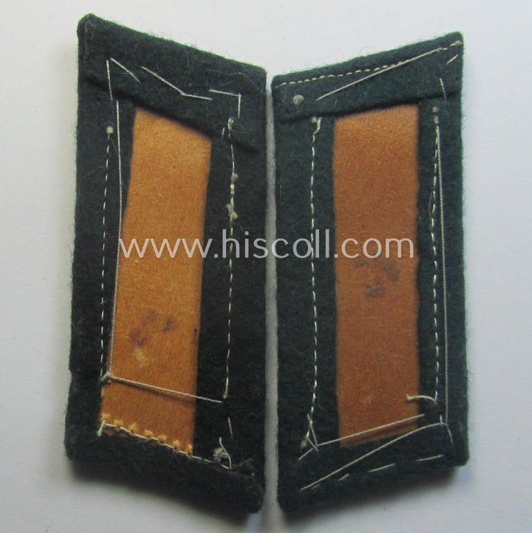 Fully matching pair of pre- (ie. early-war-) period WH (Heeres) 'M36' (ie. 'M40'-) type collar-patches (ie. 'Einheitskragenspiegel') as piped in bright-yellow-coloured branchcolour as intended for usage by a: 'Soldat der Nachrichten-Trpn.'