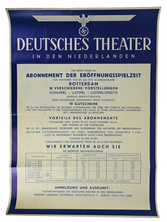 German/ Dutch Poster 'Deutches Theater in den Niederlanden'