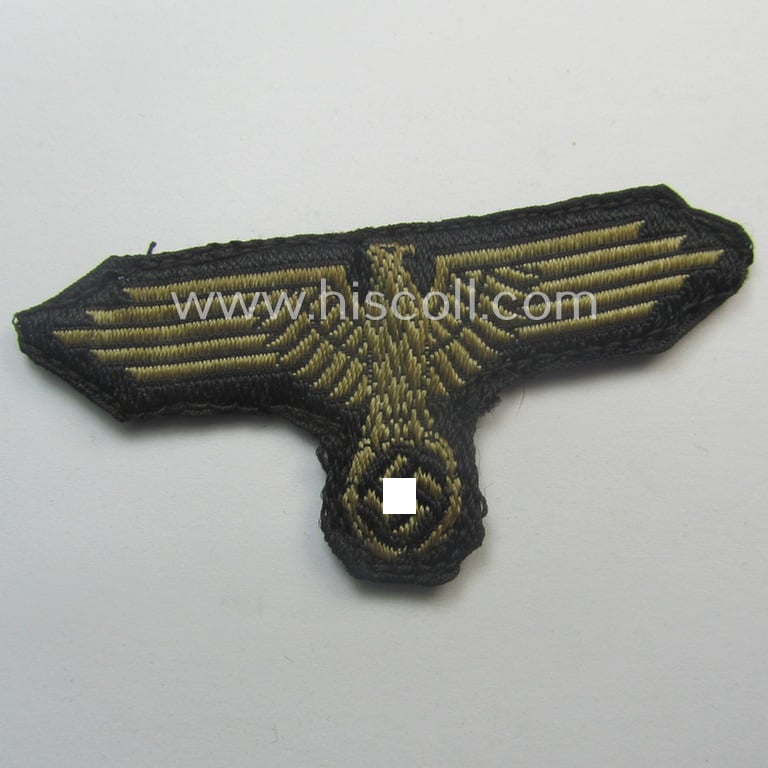 Superb - and nowadays rarely encountered! - Waffen-SS, 'BeVo'-woven-style skull- and cap-eagle-set (ie. 'Totenkopf- u. Adler-Effektensatz für Schiffchen o. Einheitsfeldmütze') that comes in a just  moderately used- and/or cap-removed, condition