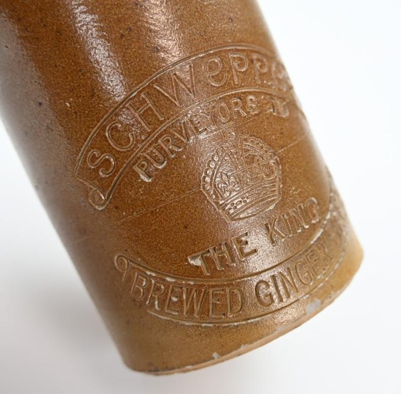 British WW2 Stone Bottle of Schweppes Ginger Beer