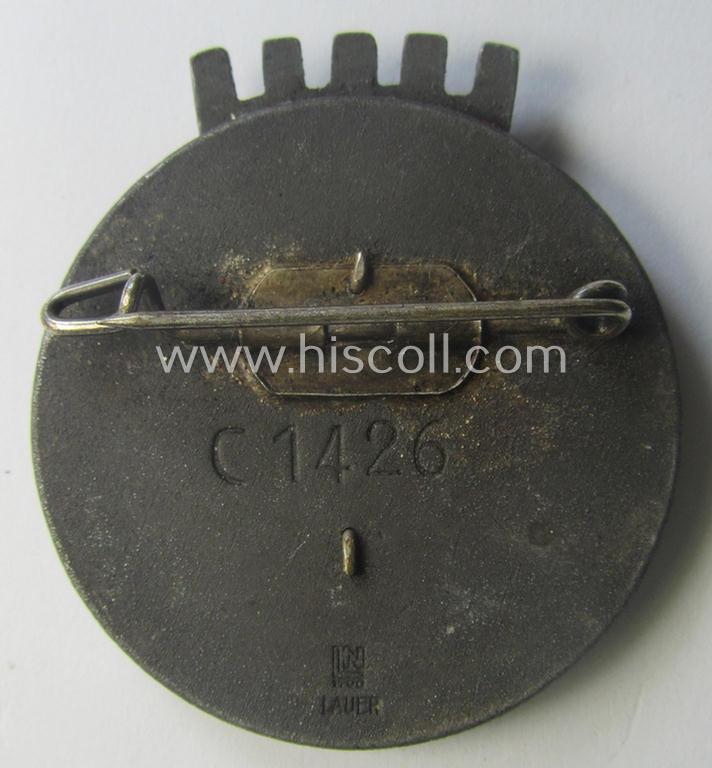 Very unusual - and rarely encountered! - DRK nurses'-badge entitled: 'Schwesternschaft der Reichshauptstadt' being a multi-piece-contructed example showing a low bearers'-number: ('C1426') and/or makers'-designation ie. logo ('Lauer')