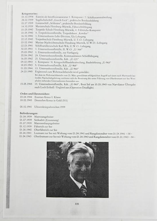 Signature of Kriegsmarine KC Recipient 'Otto Westphalen'