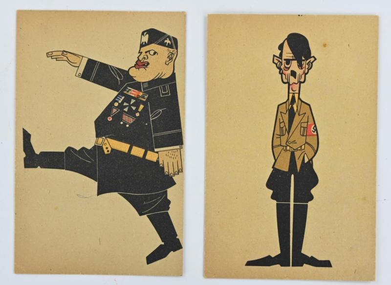 Dutch Spot Picture Postcards 'Mussolini & Hitler'