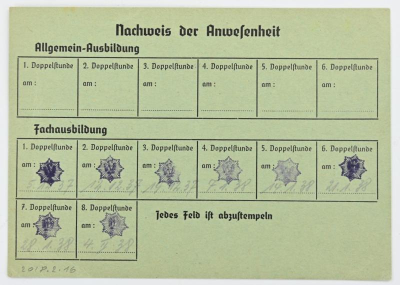 German Luftschutz Course Certificate