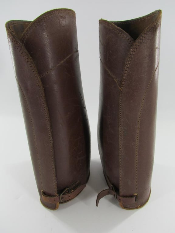 WHSS Cavalry leather gaitors, maker marked!