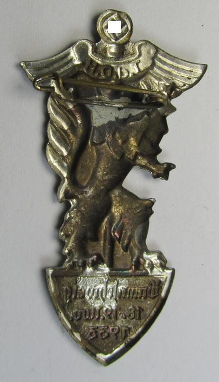 Commemorative - silver-toned- and/or zinc- (ie. tin-) based - N.S.D.A.P.-related 'tinnie' being a non-maker-marked example depicting an illustration of a lion and swastika coupled with the text: 'T.d.D.H. - Braunschweig - 18.19. Nov. 1933'