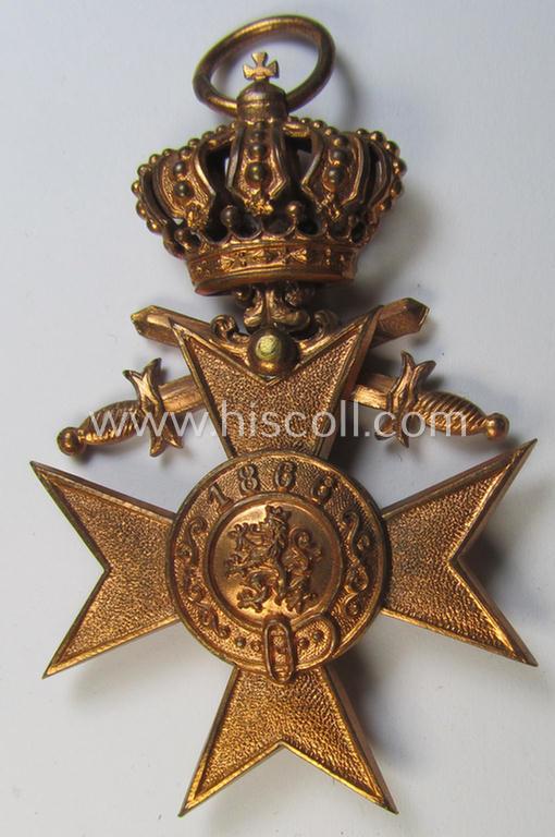 Attractive - and simply never used! - (pre)WWI-period: 'Bayern Militär-Verdienstkreuz 3. Klasse mit der Krone u. Schwertern' being a very nicely preserved example that came still packed in its piece of thin-shaped 'wrapping-paper' as found