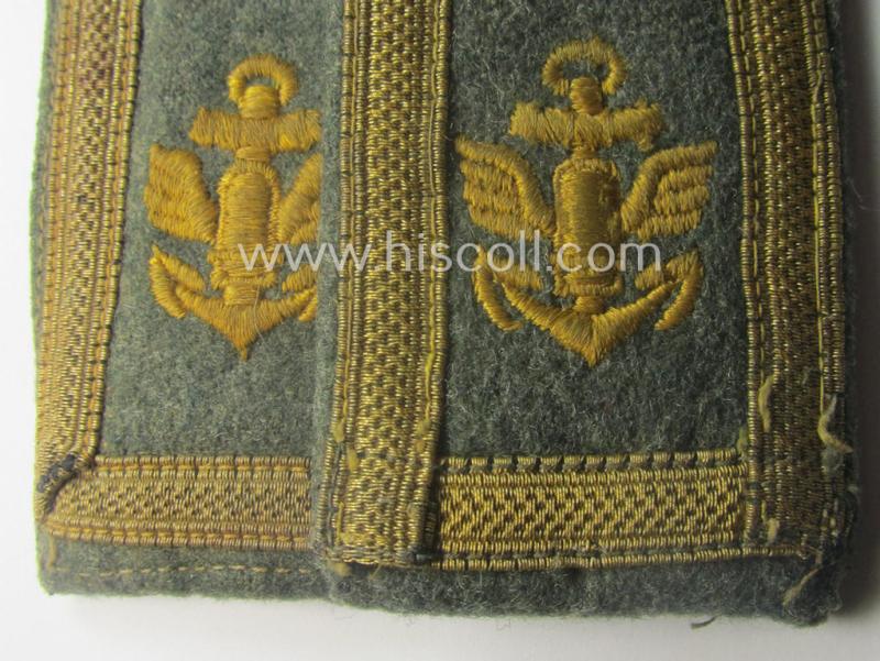 Minimally mis-matched pair of neatly 'cyphered'- (and I deem early- ie. mid-war-period), WH (Kriegsmarine) NCO-type shoulderstraps as was intended for usage by an: 'Unterfeldwebel eines Küsten-Artillerie-Rgts. o. Abtlgs.'