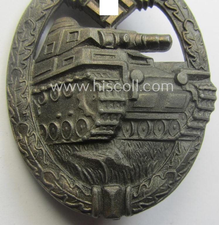 Superb - and hardly used- nor worn! - 'Panzerkampfabzeichen in Bronze' being a clearly maker- (ie. 'KWM'-) marked (and/or: typical zinc- ie. 'Feinzink'-based-) example as was procuced by the: 'Karl Würster'-company