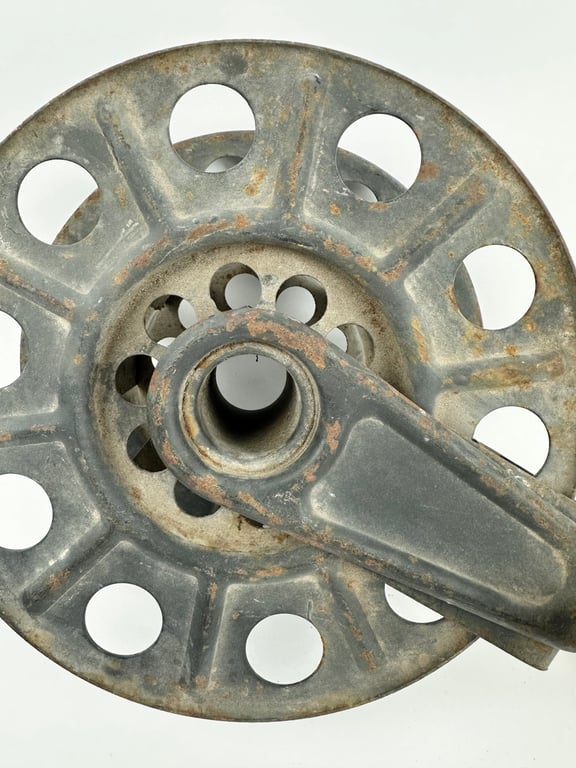 Original German WWII Big Hand Held Cable Reel With Wire Dated2 1943 "DZ"