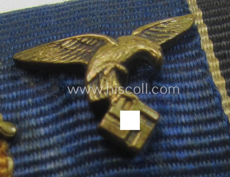 Three-pieced, WH (Luftwaffe) ribbon-bar (ie. 'Band- o. Feldspange') resp. showing the ribbons for a: 'KvKII. Kl. m. Schw.', a: WH (Luftwaffe) 'Dienstauszeichnung' (of the 4th class) and a: Czech 'Anschluss'-medal