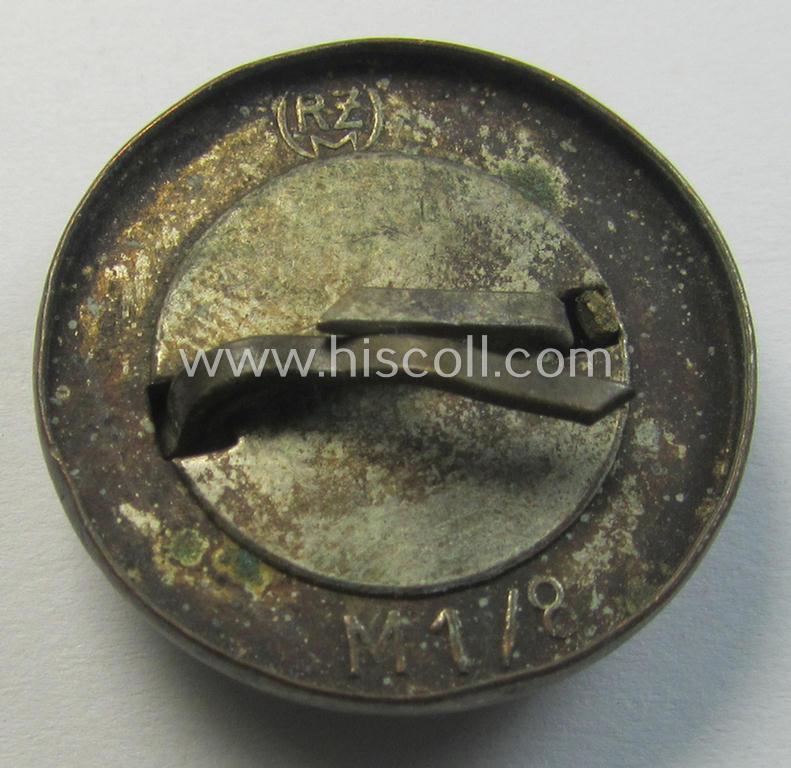 Attractive - and truly detailed! - political-style- (ie. N.S.D.A.P.-related-) multi-pieced visor- (ie. 'Schirmmützen'-) cap-cocarde which is neatly: 'RzM' and/or 'M1/8' marked on its back