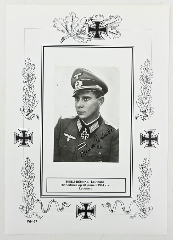 SIgnature of Wehrmacht Heer KC Recipient 'Heinz Behnke'