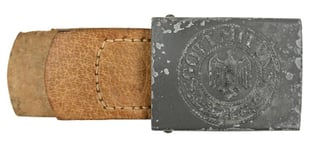 German WH Beltbuckle with Leather Tab 'GB'