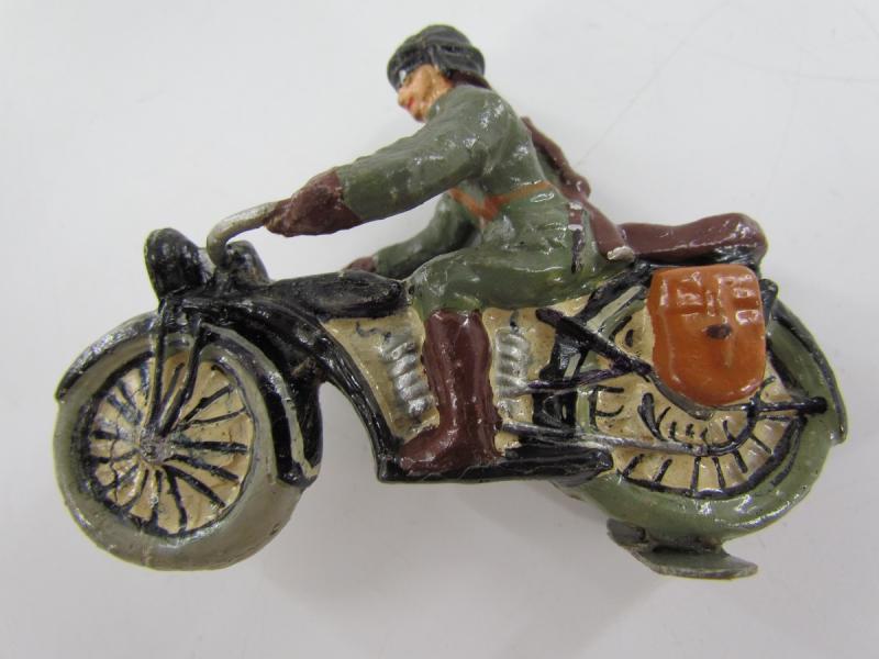 German Soldier On a Motor Bike ( Lineol )
