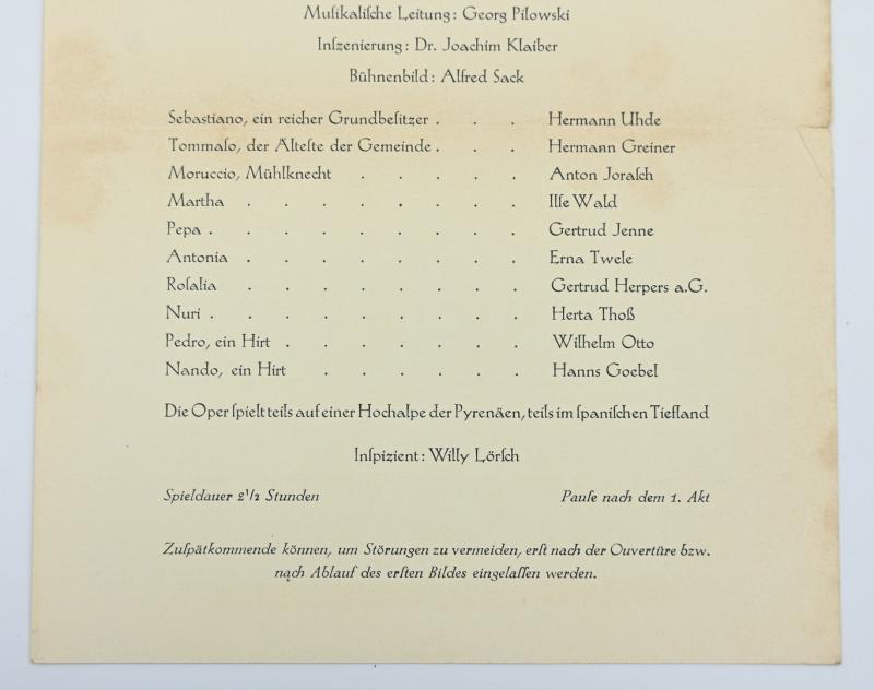 German Third Reich Era Theather Program 'Niederlanden'