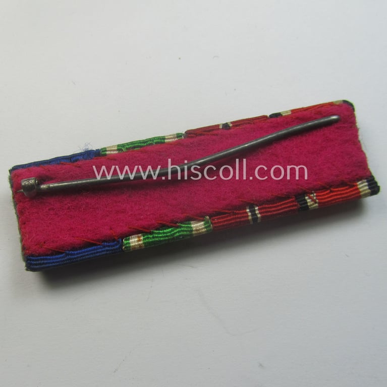 4-pieced, WH ie. WWII-period ribbon-bar (ie. 'Feld- o. Bandspange') showing the ribbons for an: 'EK II.Kl.', an: 'Ost'-medal, an: 'Ostvölker'-medal and a: WH 'DA der 4. Stufe'