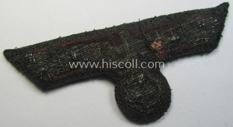 Attractive - and just moderately used! - WH (Heeres) officers'-type, hand-embroidered breast-eagle (ie. 'Brustadler für Offiziere') as was executed in bright-silverish-coloured braid as was intended for usage on the various officers'-pattern tuni...