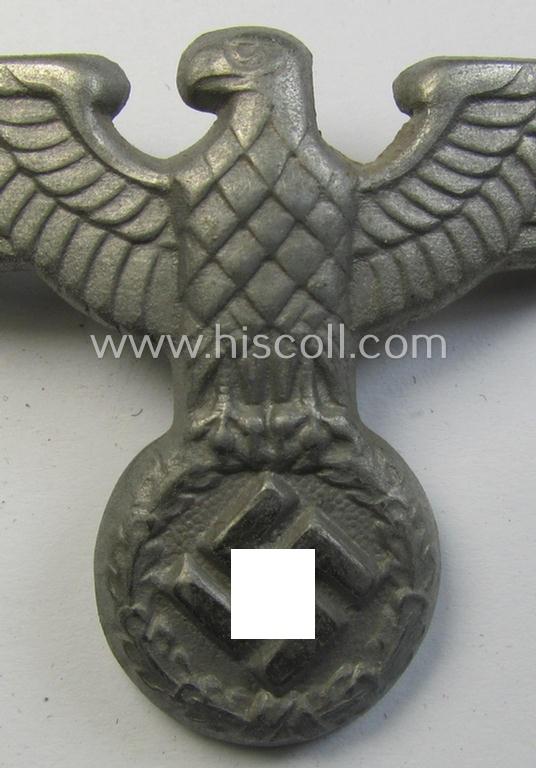 Attractive - silverish-grey-toned- and (I deem) typical 'Feinzink'-based (political-styled) - visor- (ie. 'Schirmmützen'-) cap-eagle being a detailed example that is void of a makers' or: 'RzM'-designation