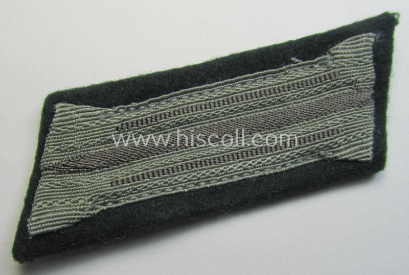 Superb - and matching! - pair of WH (Heeres) mid-war-period- and/or: 'standard-issue'-pattern WH (Heeres) collar-tabs (or: 'Einheitskragenspiegel') being of the 'generic-pattern' (that come pre-mounted onto a green-coloured, woolen-based backgr...