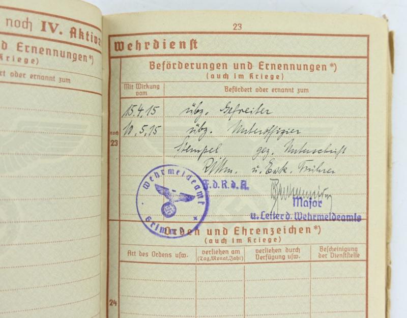 German WH Wehrpass 'Willy Wiebach'